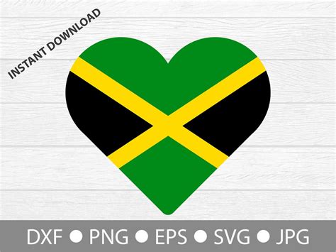 Jamaica Flag Heart Svg Jamaican Flag Vector Clipart Etsy