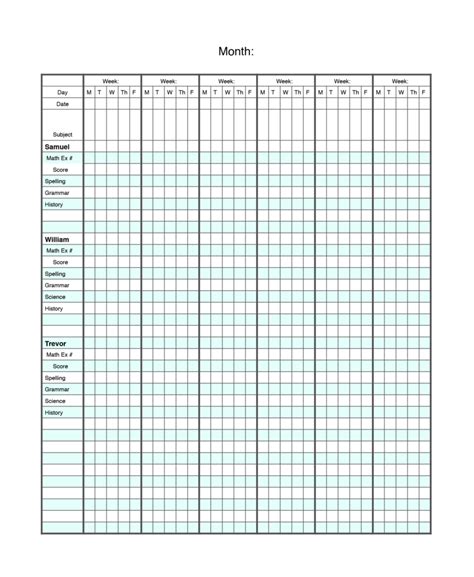 printable homeschool grade sheets newfreeprintablenet