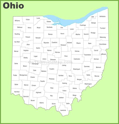 ohio map counties  cities carolina map