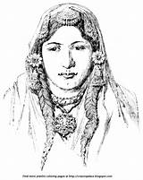 Wears Stones Kashmir Precious Girl Nose Gems Covering Coloring Portrait Ring Jewelry Head Woman Description sketch template