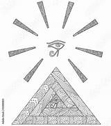 Egyptian Pyramids Rays Horus sketch template