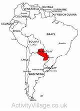 Ecuador Paraguay Map America South Guyana Venezuela Kids Activityvillage Printable Africa Suriname Version Surname Find sketch template
