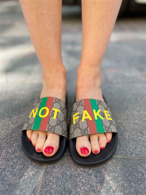 fake not print slide sandal luxbag online