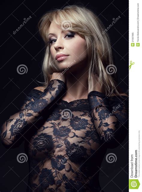 Classy Blonde In Lace Dress Stock Image Image Of Model Elegance