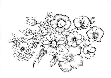 flowers  coloring page etsy