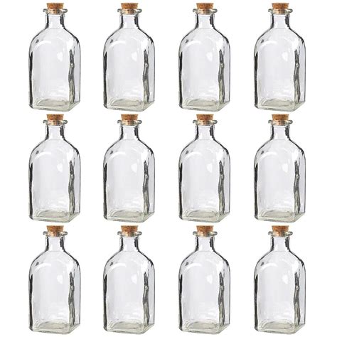 clear glass bottles  cork lids  pack  small transparent jars  stoppers  vintage