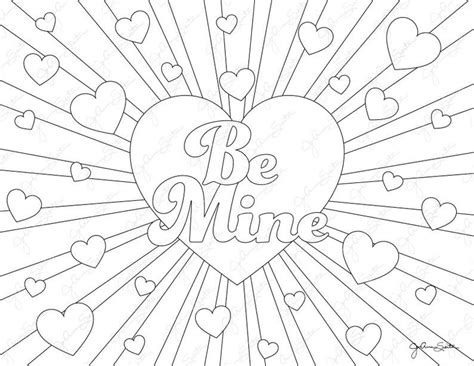 valentines day coloring pages set   printable etsy