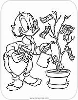 Coloring Scrooge Money Pages Tree Ducktales Watering Mcduck Disneyclips Pdf sketch template