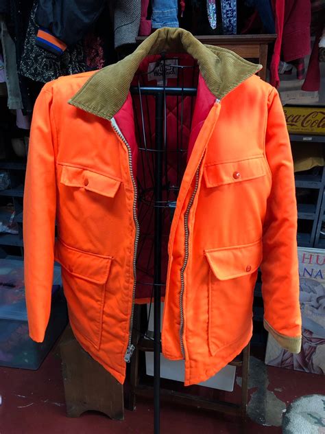 woolrich vintage orange hunting coat blaze orange mens medium jacket deer hunter gift