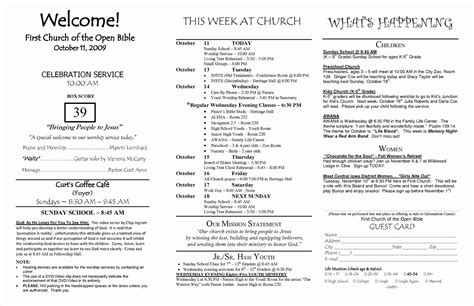 printable program template  church printable templates