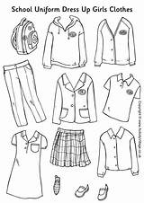 Uniform School Clothes Paper Dolls Girls Coloring Uniforms Cut Colour Pages Dress Clothing Worksheet Doll Clipart Printable Worksheets Activityvillage Outs sketch template