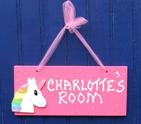 personalized unicorn  sign kids  plaque etsy