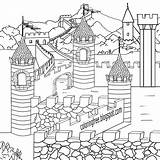 Coloring Medieval Pages Castle Drawing Clash Times Clans Dragon Kids Color Printable Dark Ages Architecture Teenagers Arthur Simple Princess Camelot sketch template