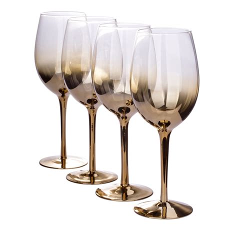 Ombre Wine Glasses Gold Set Of 4 Homebase