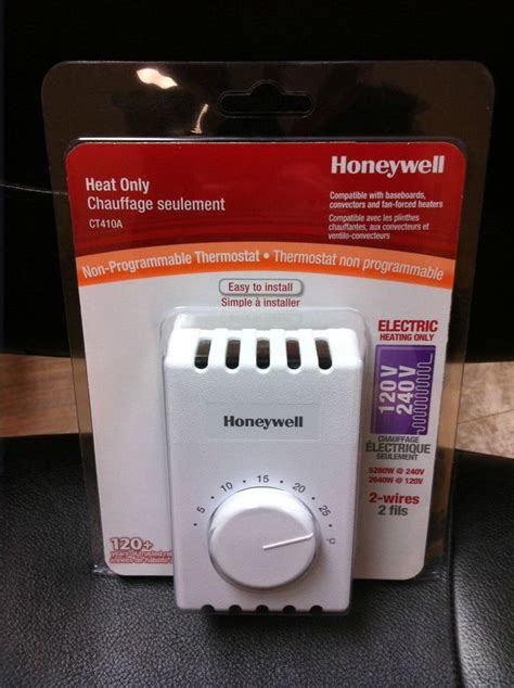 honeywell cta manual thermostat single pole  wires electric heating white thermostats