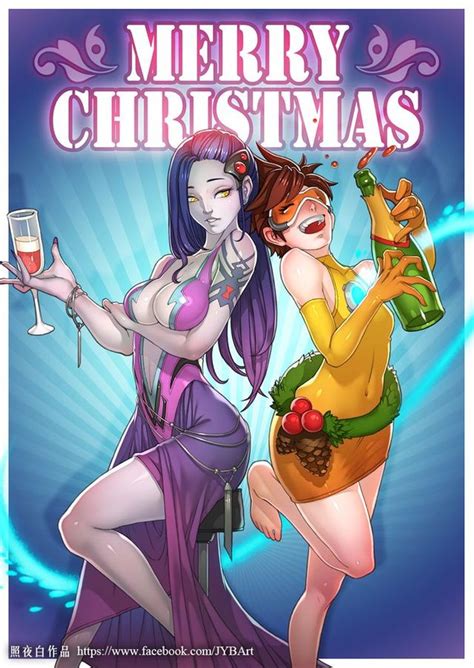 widowmaker and tracer christmas pinup christmas video game sluts