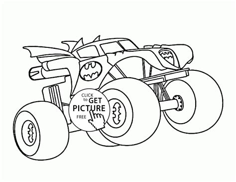 cartoon monster truck  batmans face   front   wheels