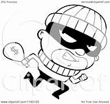 Burglar Cartoon Running Clipart Robber Coloring Carrying Looking Back Sack Cash Drawing Thoman Cory Vector Outlined Pages Holes Clip Clipartmag sketch template