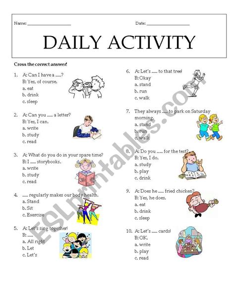 daily activity esl worksheet  rhae