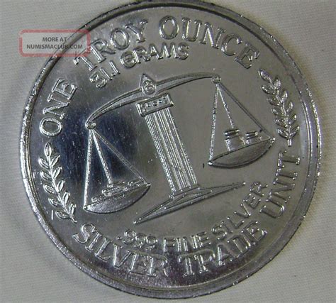 troy ounce  fine silver silver trade unit coin   grams