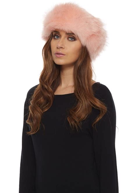 baby pink faux fur headband thick fluffy headband