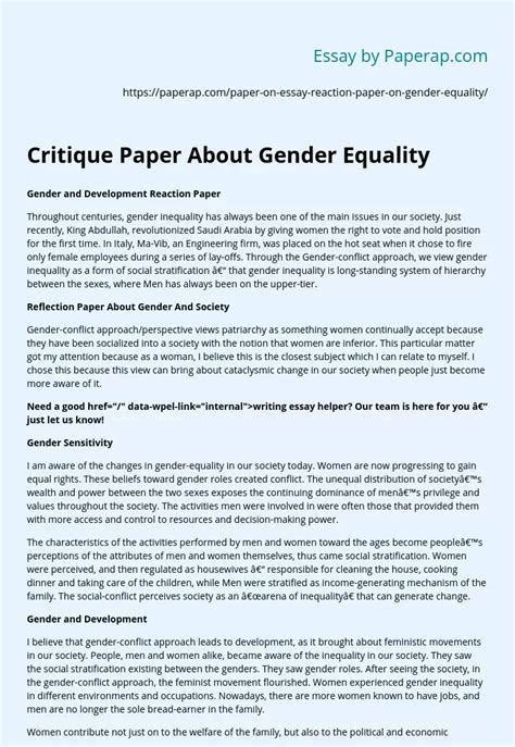 critique paper  gender equality essay