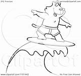 Surfing Cat Cartoon Clipart Outlined Coloring Vector Thoman Cory Royalty sketch template