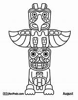 Totem Poles Pole Drawing Native American Bear Craft sketch template