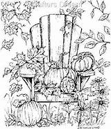 Coloring Fall Pages Scenery Pumpkin Northwoods Autumn Scene Sheets Color Rubber Landscape Leaves Leaf Adirondack Drawing Winter Ebay Trees Stamps sketch template