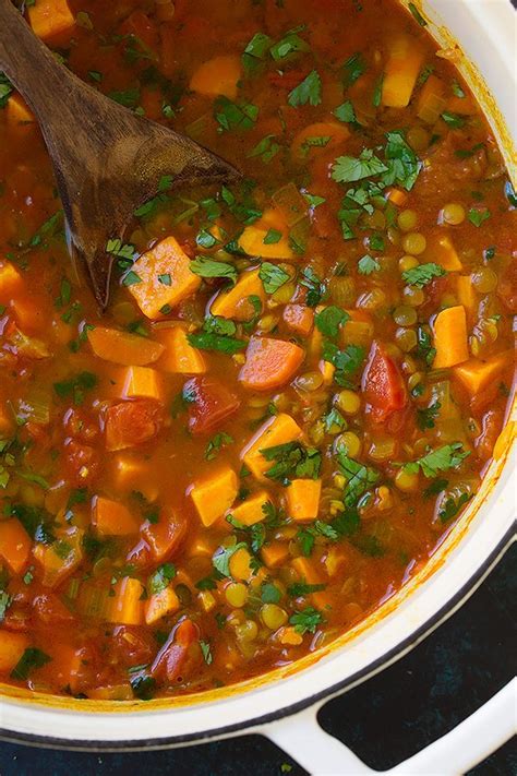 moroccan sweet potato  lentil soup cooking classy
