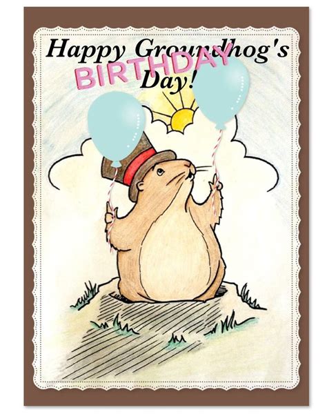 happy groundhogs day birthday card february  blank card front