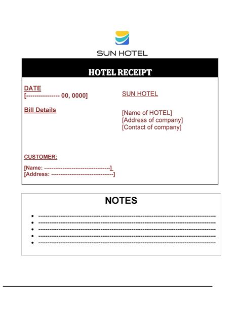 motel  blank receipt  hotel receipt templates   excel  premium templates