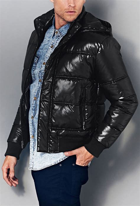 lyst   coated puffer jacket  black  men