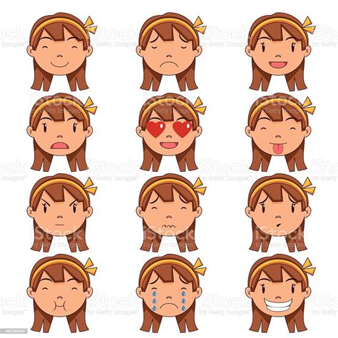 girl emotions emoji stock illustration download image now istock