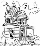 Haunted Coloring House Pages Printable Kids Print Size Old sketch template