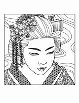 Coloring Geisha Pages Adult Face Japan Adults Mizu Exclusive Apprentice Colouring Coloriage Color Visage Beautiful Kids Book Adulte Printable Sheets sketch template