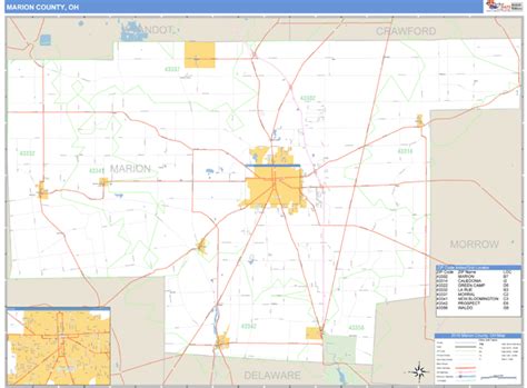 Marion County Ohio Zip Code Wall Map