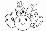 Coloring Food Pages Cute Cartoon Fruits Printable Kids Color Print Adults sketch template