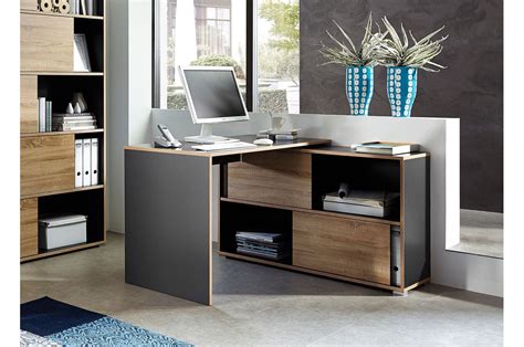 bureau dangle bois  anthracite avec rangement integre pour bureau