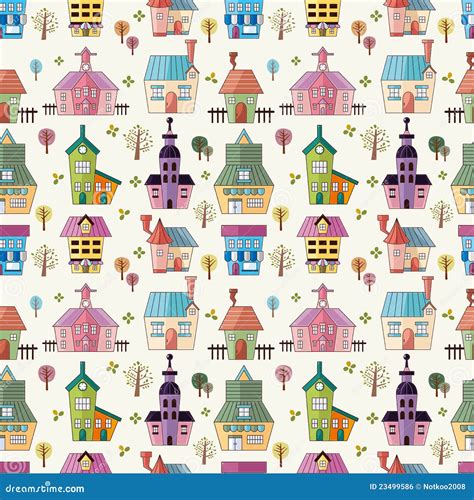 seamless house pattern stock vector illustration  exterior