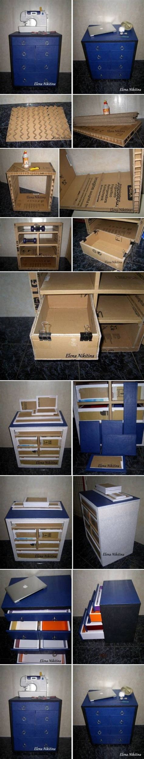 cardboard chest  drawers storage units step  step diy tutorial instructions