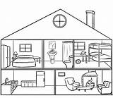 Ausmalbild Ausdrucken Coloring Puppenhaus Kostenlos Menschen Zuhause Malvorlage sketch template