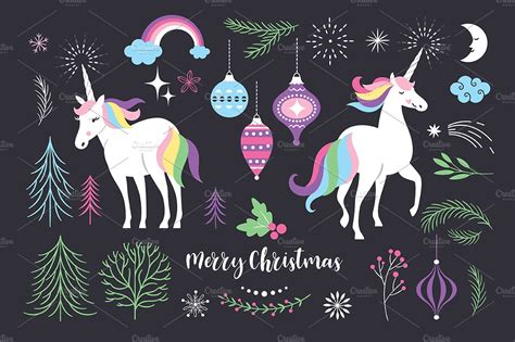 christmas  unicorn custom designed illustrations creative market