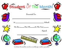 printable student  month award certificates student   month
