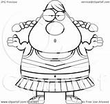 Careless Shrugging Chubby Cheerleader Clipart Cartoon Cory Thoman Outlined Coloring Vector 2021 sketch template