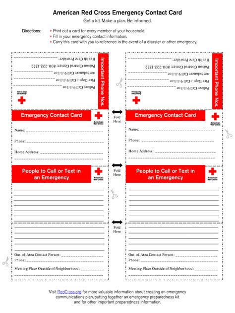 emergency card template printable templates