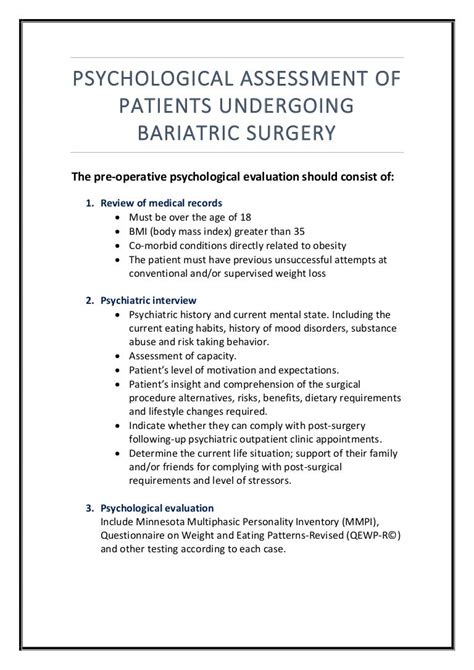 psychological assessment  patients undergoing bariatric surgeries