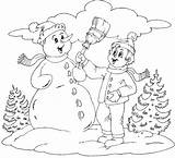 Snowman Coloring Drawings Bow sketch template