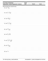 Worksheet Trigonometric Inverse Functions Trigonometry sketch template