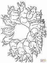 Coloring Triceratops Herd Pages Printable Color Drawing Designlooter sketch template